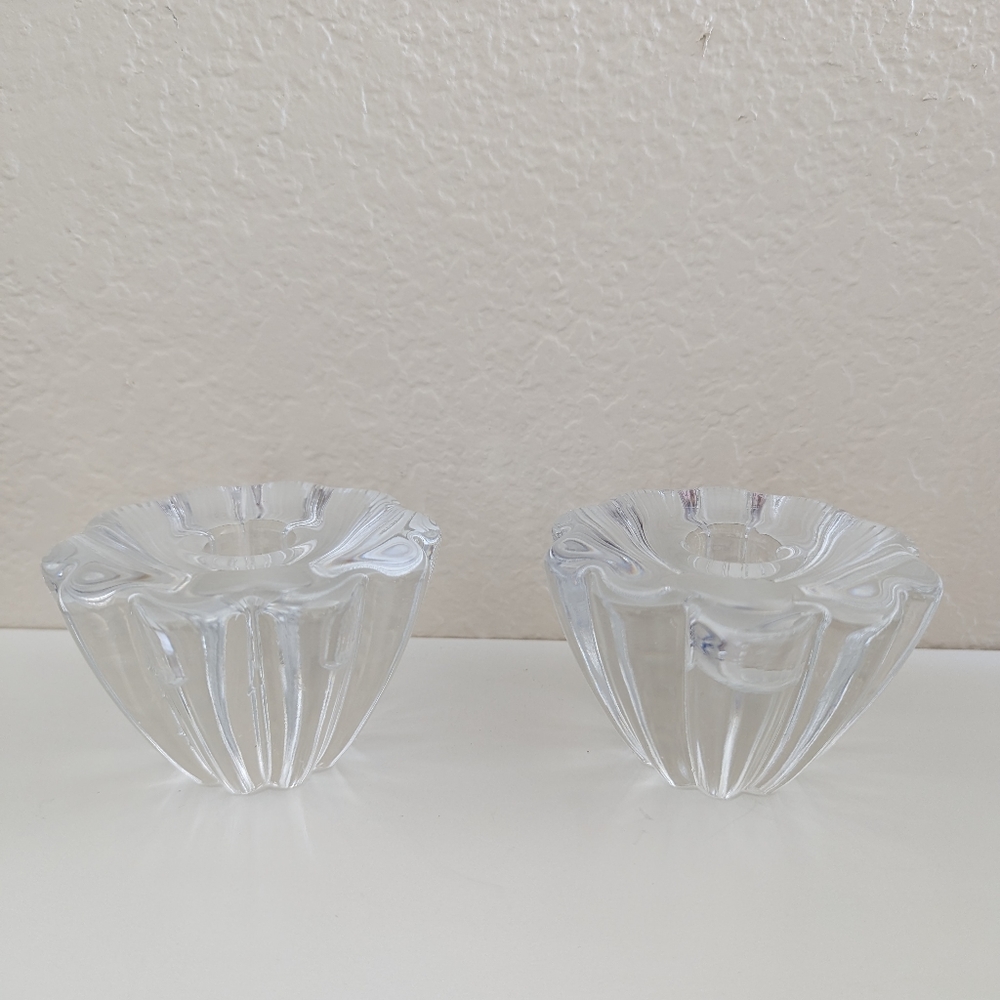Vintage Orrefors Sweden. Set of 2 Crystal Candle Holders "Stella". Designed by S